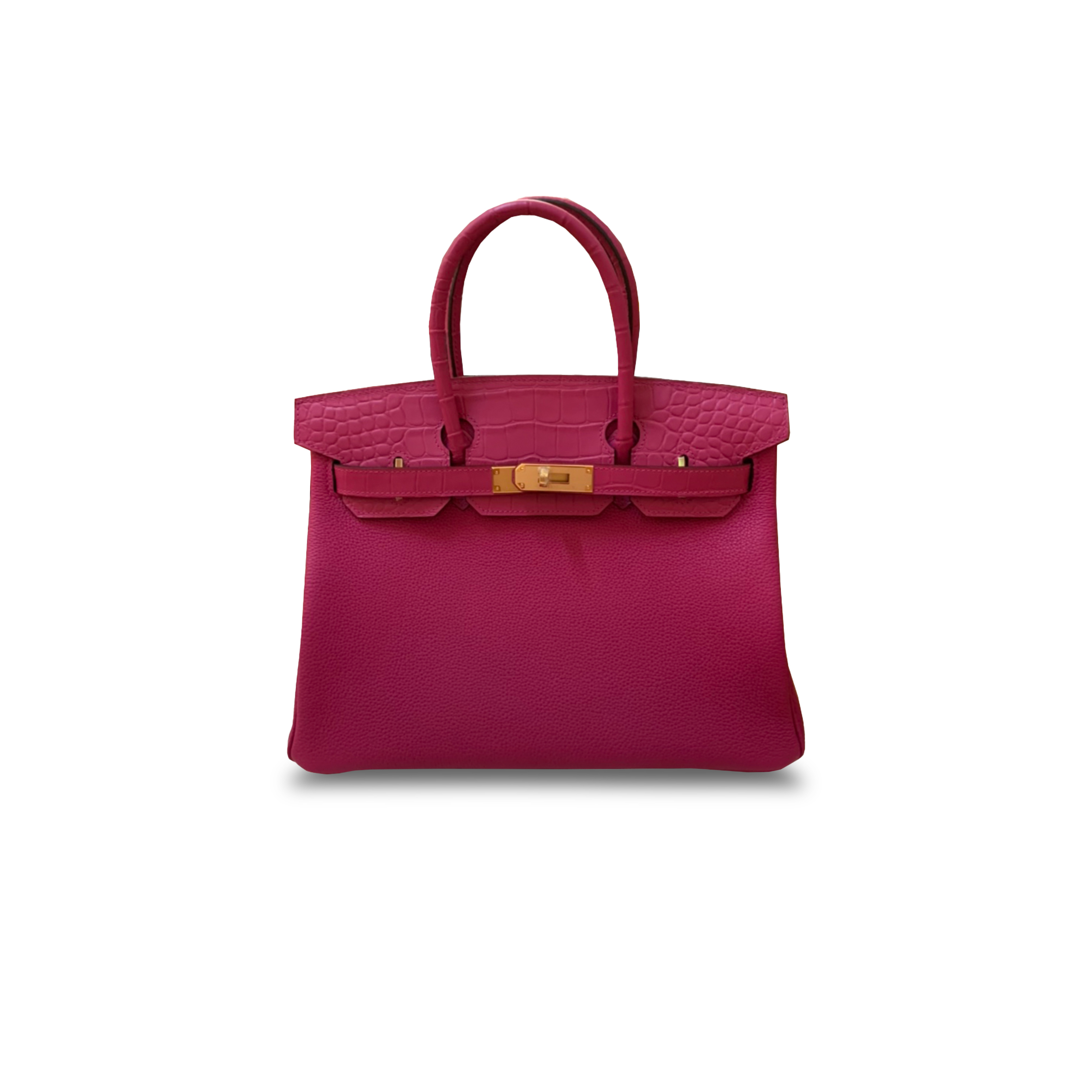 HERMÈS MASTER BIRKIN 30 MATTE CROCODILE AND TOGO LEATHER ROSE PINK WITH GOLD BUCKLE H076235CK33 (30*22*16cm)